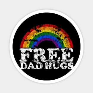 Rainbow LGBT Pride love Distressed Free Dad Hugs Magnet